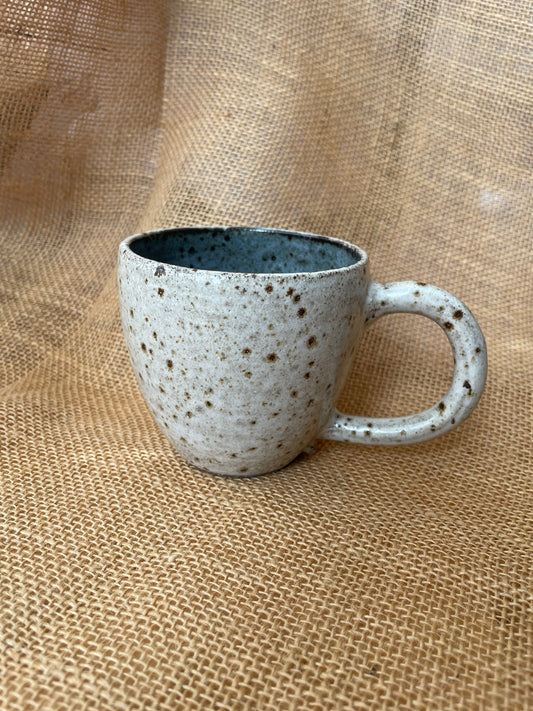 Question Mug in white and grey blue, grogged, handmade ceramics #4