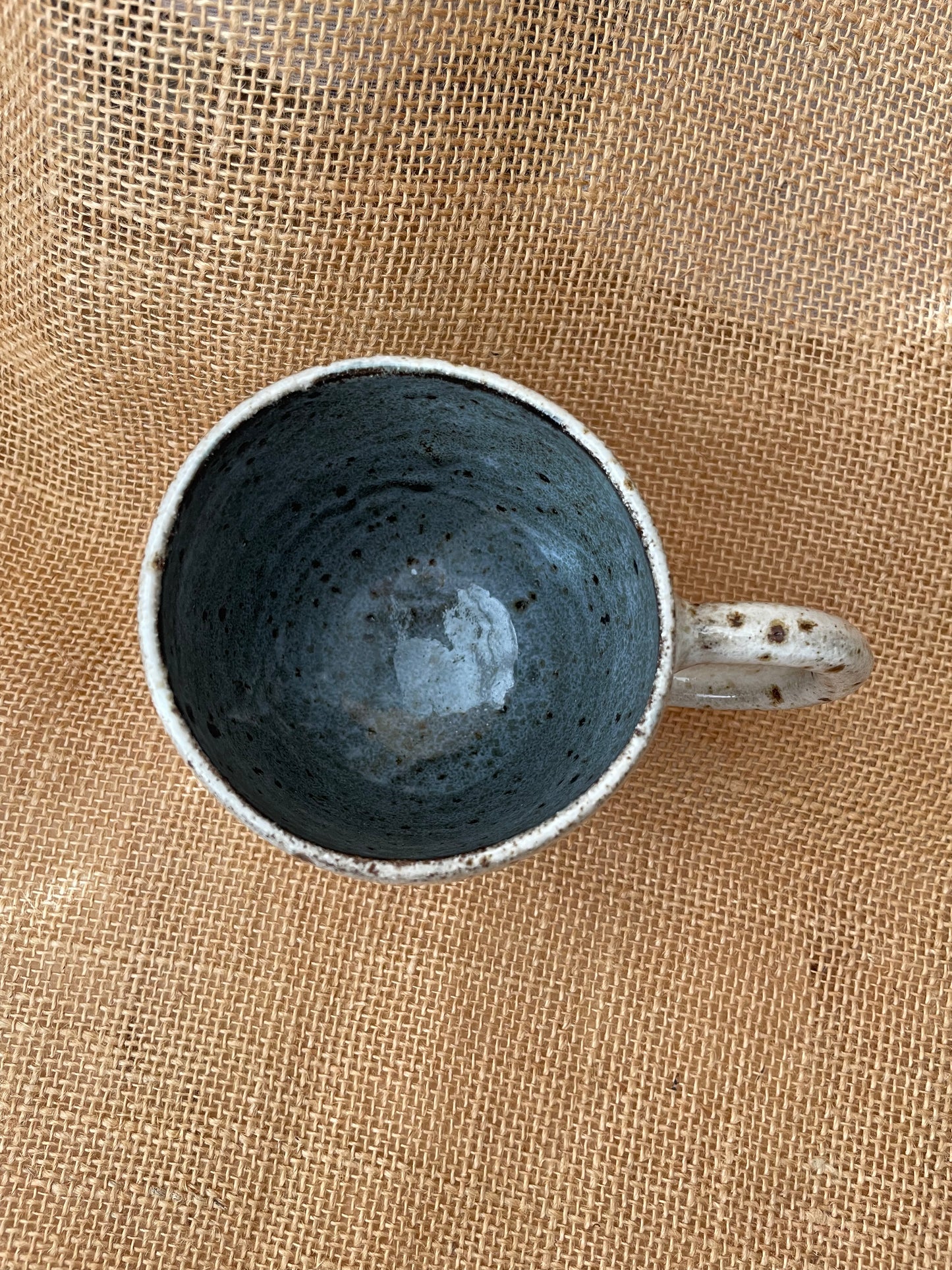 Question Mug in white and grey blue, grogged, handmade ceramics #4