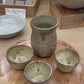 Sake set in brown, handmade ceramics