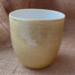 Mug in white and yellow, pebble shape, handmade ceramics #4