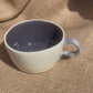 Question Mug in purple and white, handmade ceramics