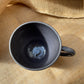 Question Mug in purple, slightly grogged, handmade ceramics