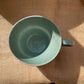 Question Mug in green, slightly grogged, handmade ceramics