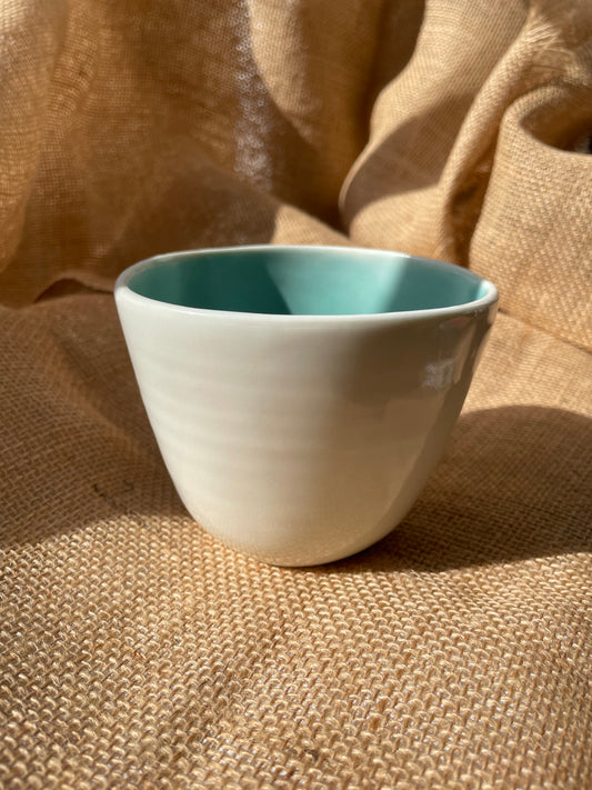 No Problem Mug in Turqoise and white, smooth, handmade ceramics