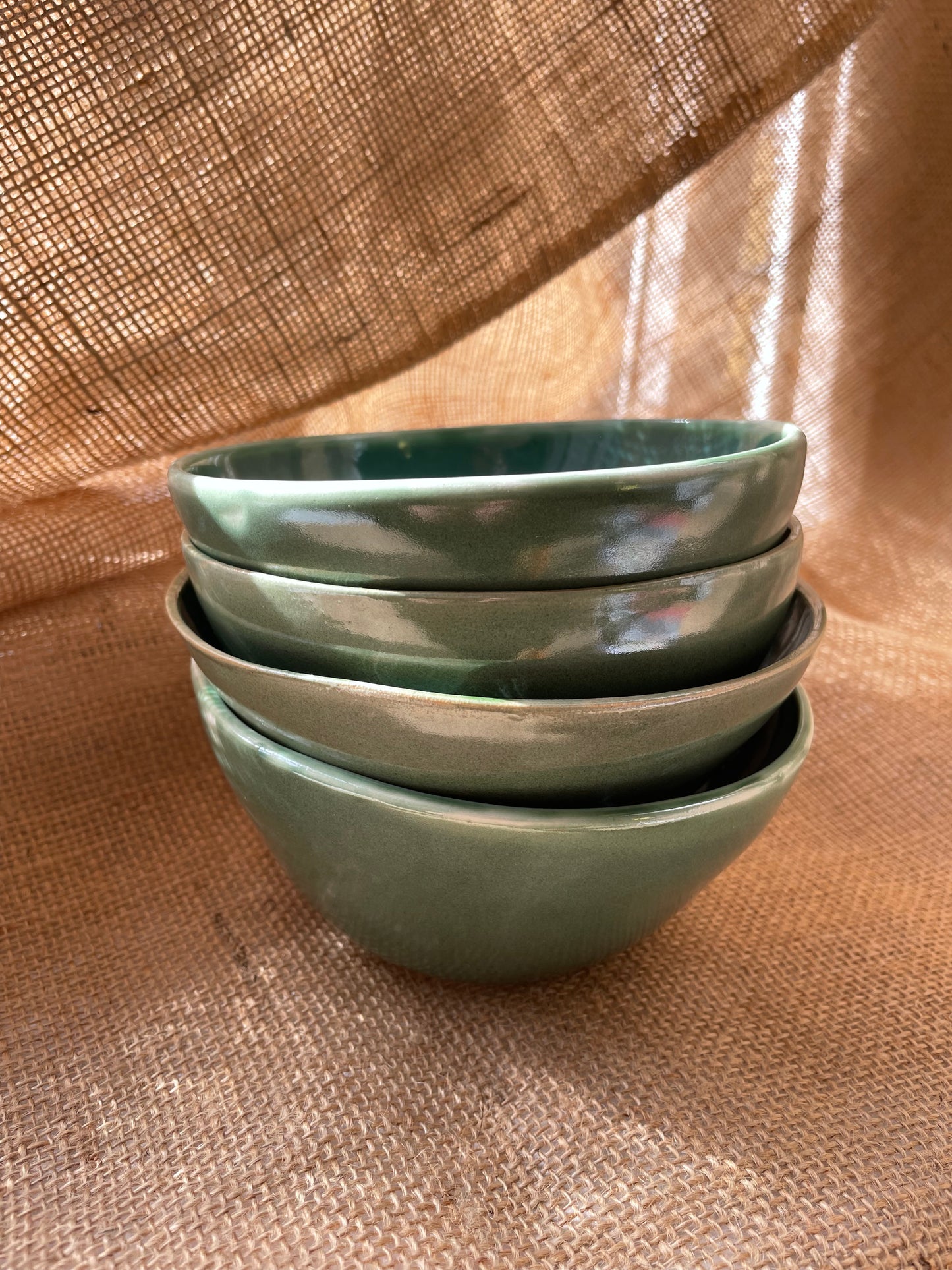 Bowl in jade, glossy and smooth, handmade ceramics