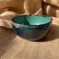 Bowl in jade and dark blue, glossy and smooth, handmade ceramics