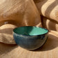 Bowl in jade and dark blue, glossy and smooth, handmade ceramics