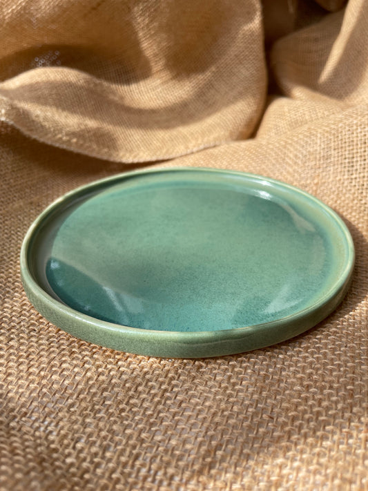 Mini plate in jade, glossy and smooth, Porcelain, handmade ceramics