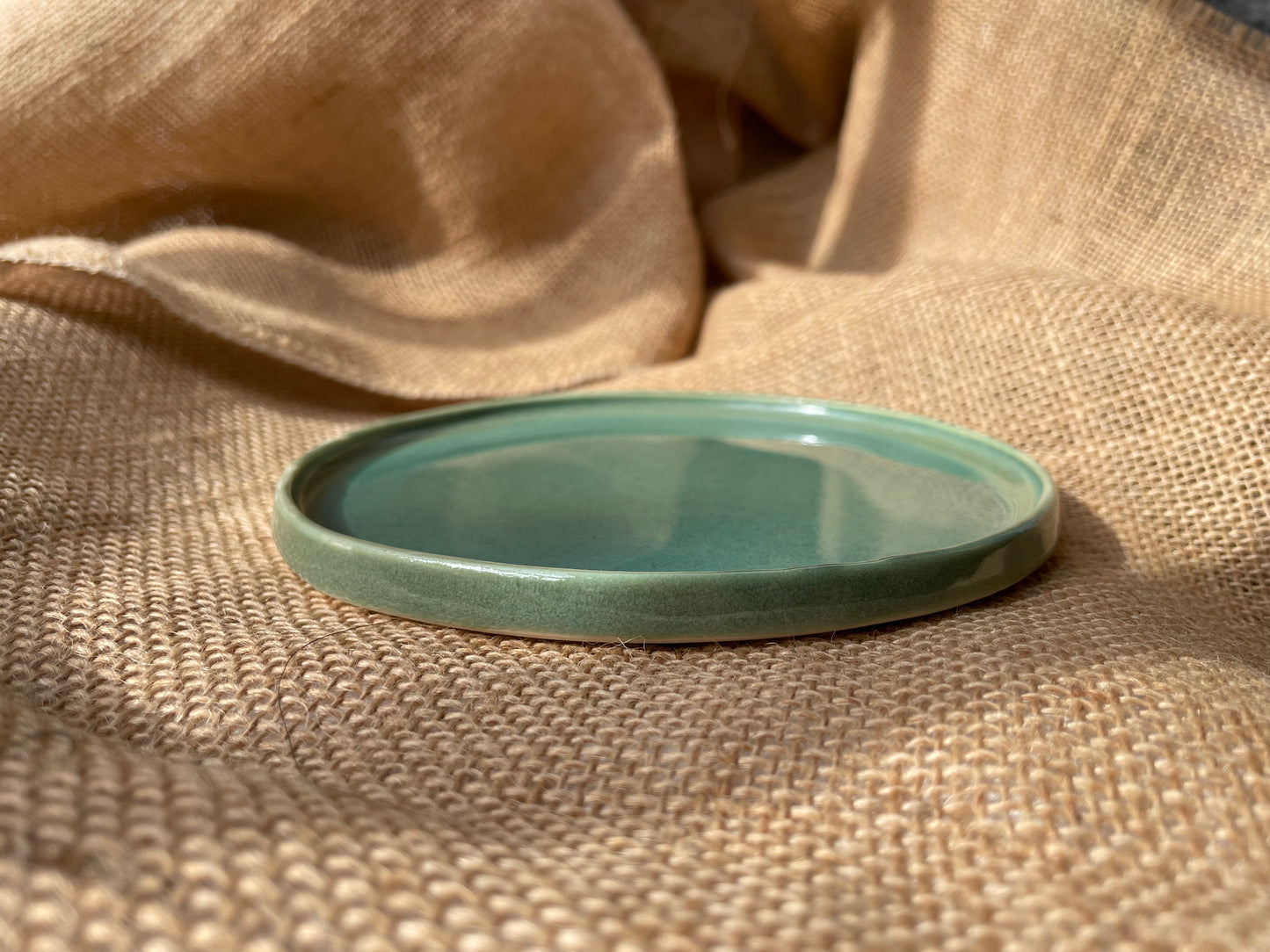 Mini plate in jade, glossy and smooth, Porcelain, handmade ceramics