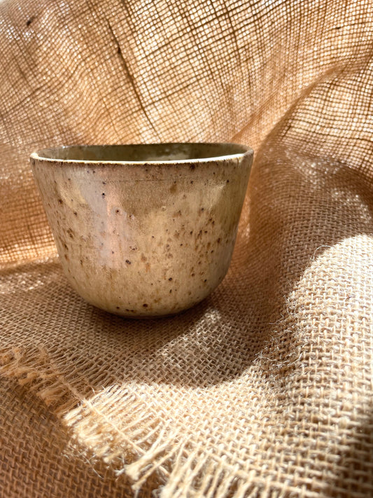 No Problem Mug in brown with gold particles, Handmade ceramics