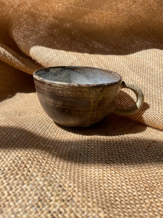 Question Mug in brown, handmade ceramics