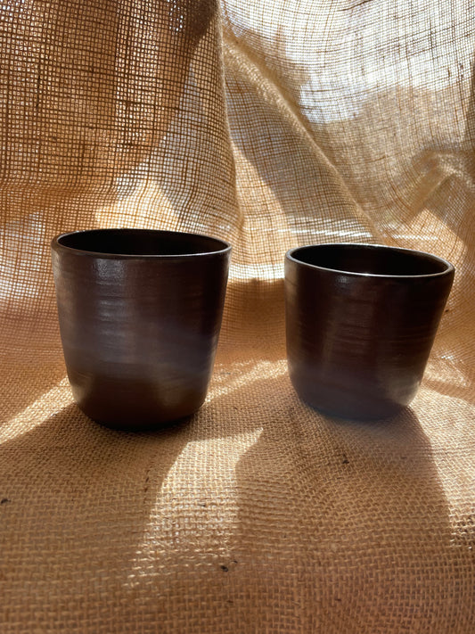 No Problem Mug in dark brown, Japanese style, handmade ceramics