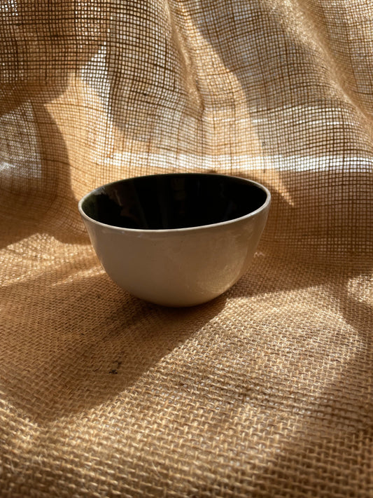 Mini bowl in black and white, smooth, handmade ceramics