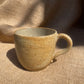 Question Mug in light brown, slightly grogged, handmade ceramics