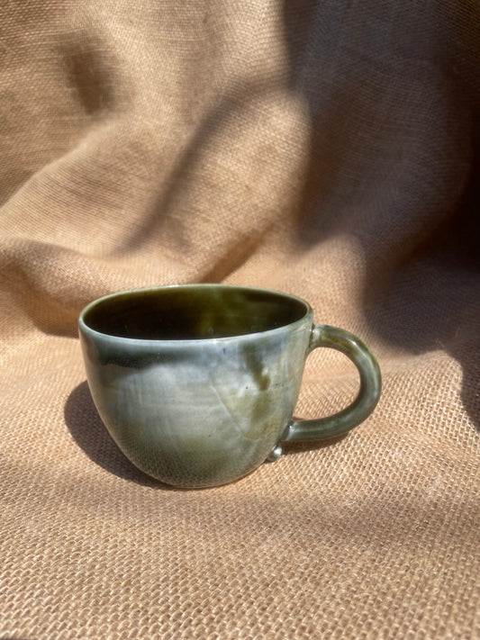 Question Mug in smoky green, handmade ceramics