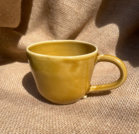 Question Mug in yellow, handmade ceramics