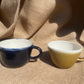 Question Mug mini in blue or yellow, handmade ceramics