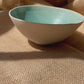 Bowl in semi transparent light green, handmade ceramics