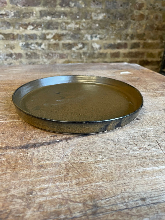 Plate in matt brown, smooth, handmade ceramics