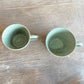 Question Mug in green, slightly grogged, handmade ceramics