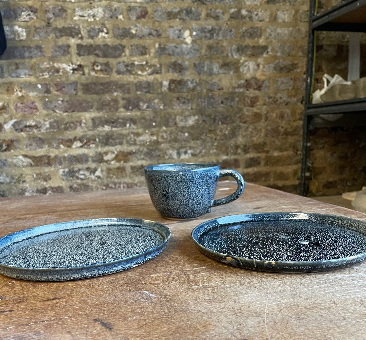 Plate in starry blue, smooth, handmade ceramics