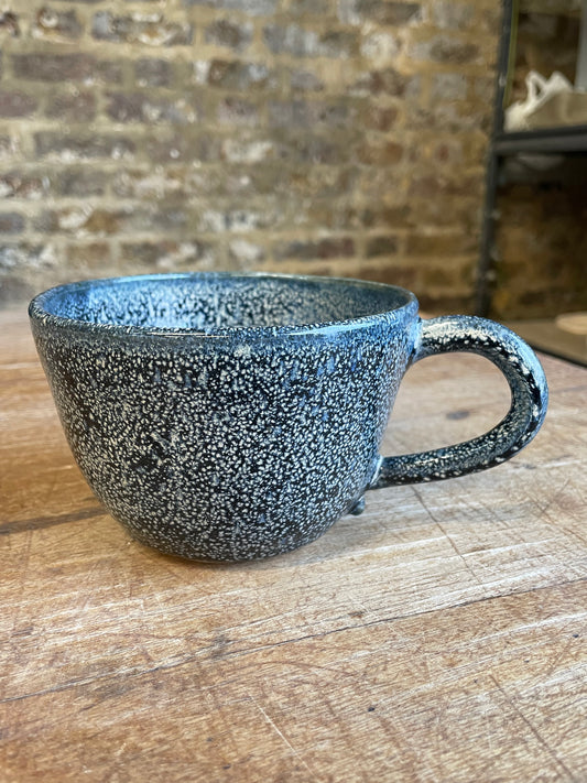 Question Mug in starry blue, smooth, handmade ceramics